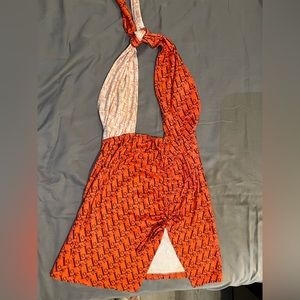 Letter print tie back split thigh dress